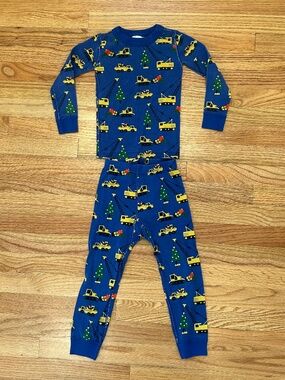 Hanna Andersson Kids Christmas Holiday Construction Truck Long John Pjs 100 4Y